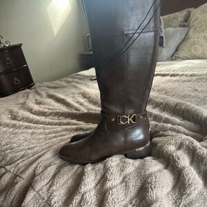 Calvin Klein Women's Dark Brown Heeled Boots
